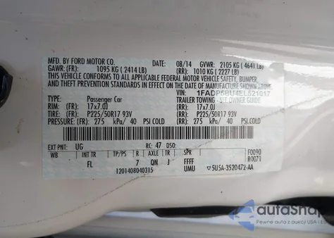 2014 Ford C-Max Hybrid Sel z USA, uszkodzony, nr VIN 1FADP5BU4EL521017